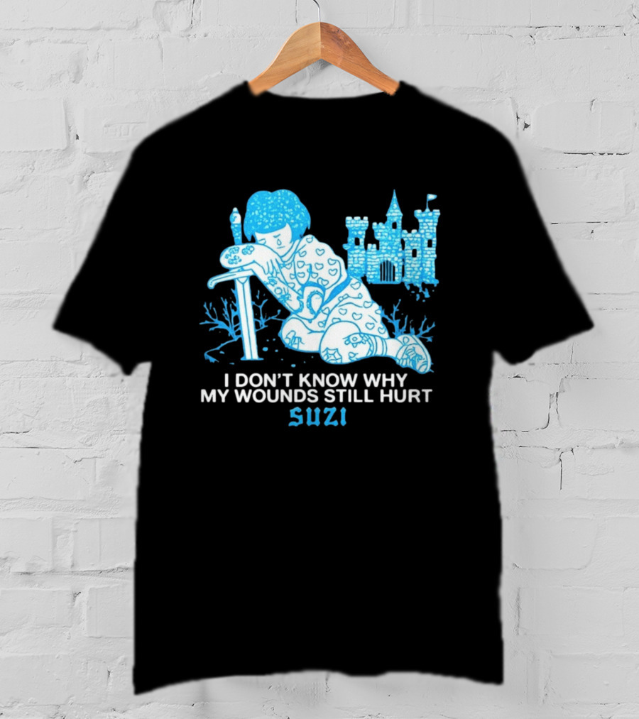 I Don't Know Why My Wounds Still Hurt Suzi Sad Blue Cartoon Castle T-Shirt