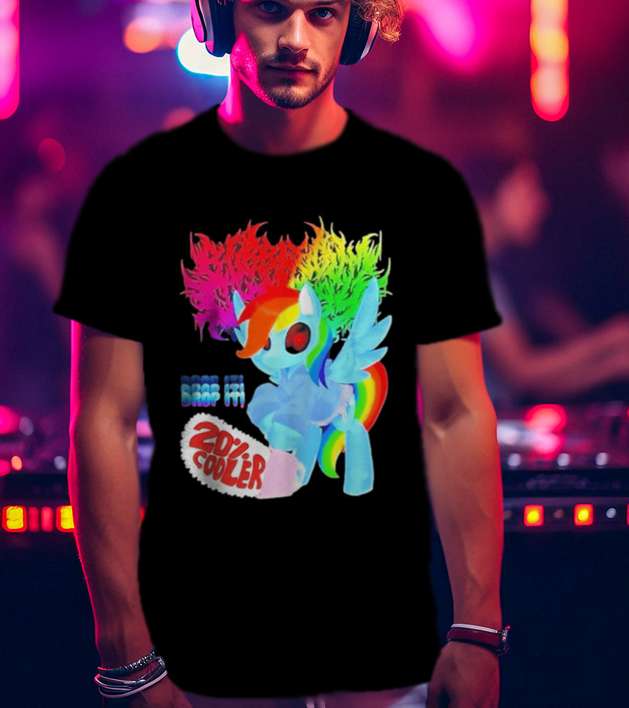 Drop It 20% Cooler Bubblegum Chainsaw Rainbow Dash T-Shirt