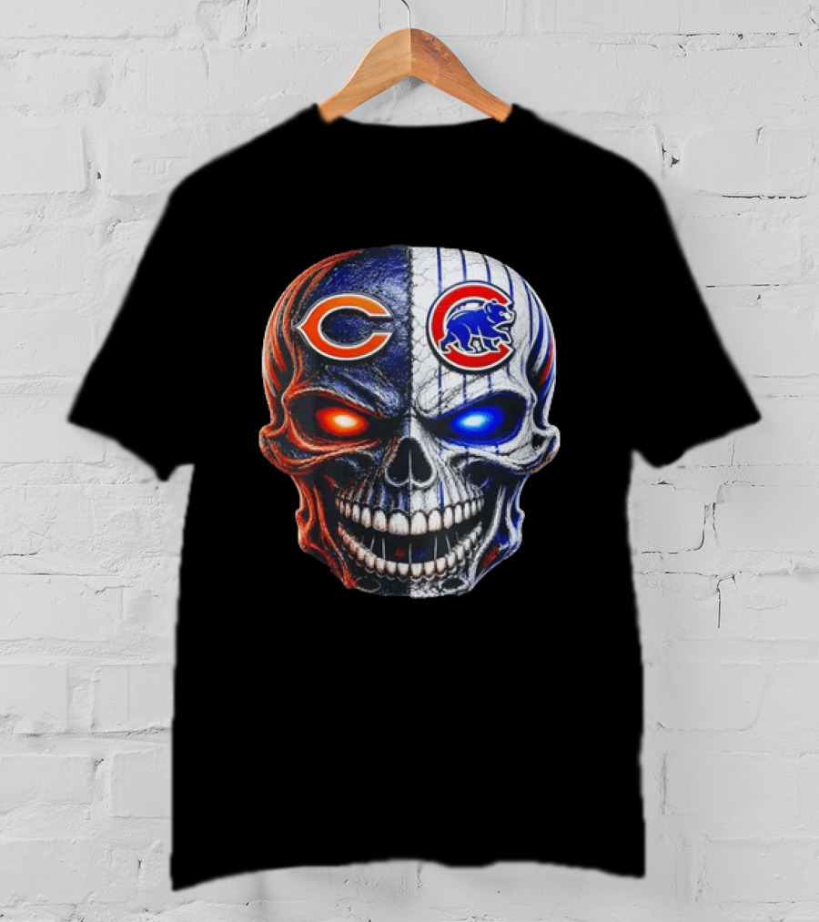 Chicago Bears Cubs Skull Split T-Shirt