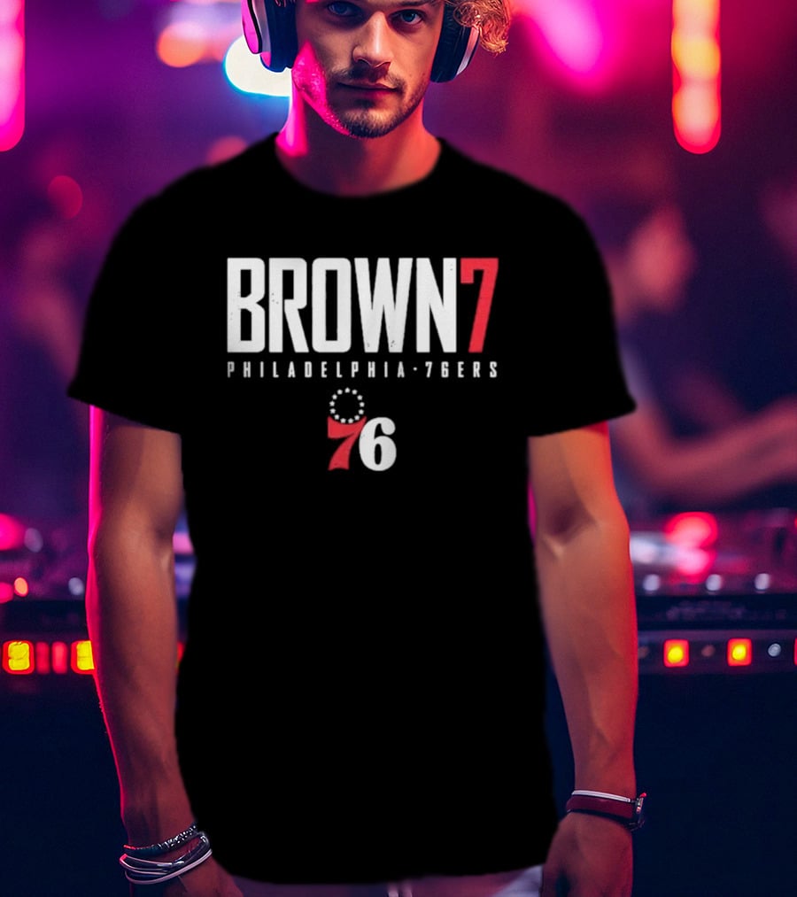 BROWN 7 Philadelphia 76ers 76 Circle Stars T-Shirt