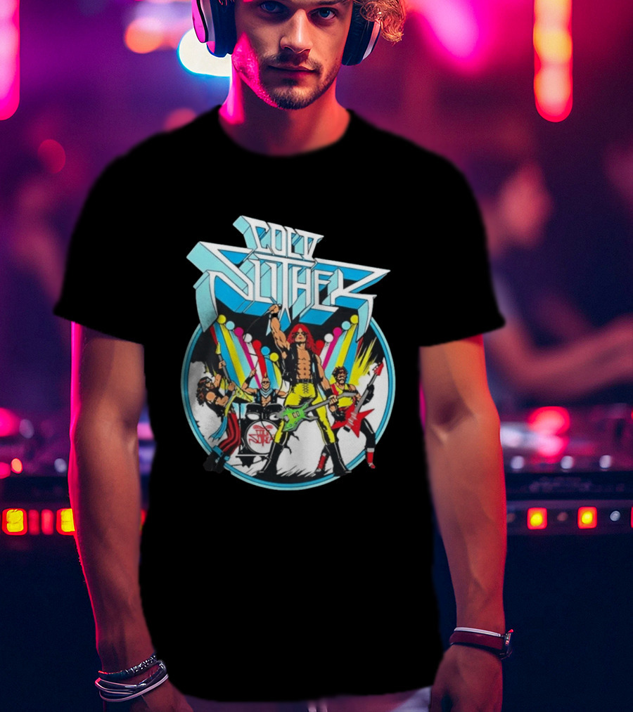 Cold Slither Band Members Rocking Live Performance Retro Vibes T-Shirt