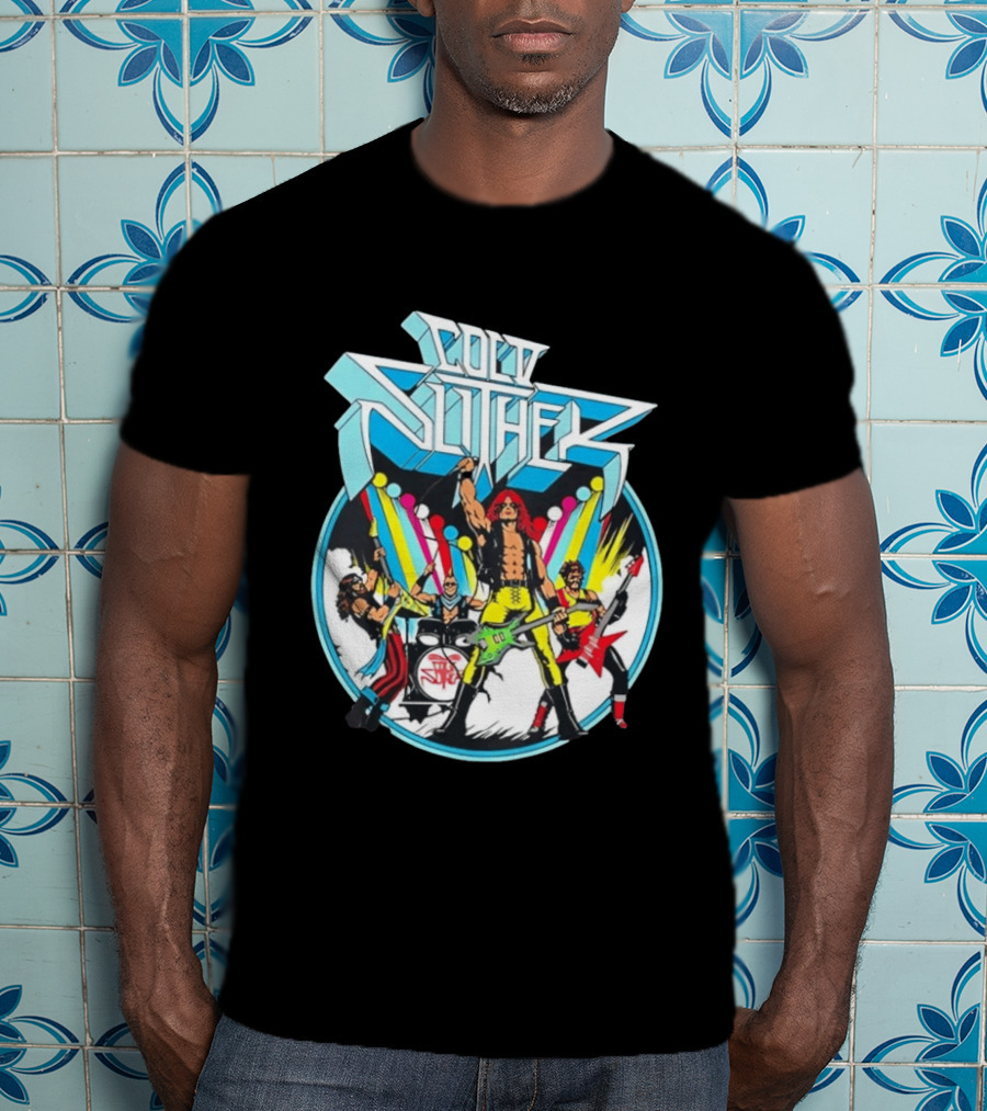 Cold Slither Band Members Rocking Live Performance Retro Vibes T-Shirt