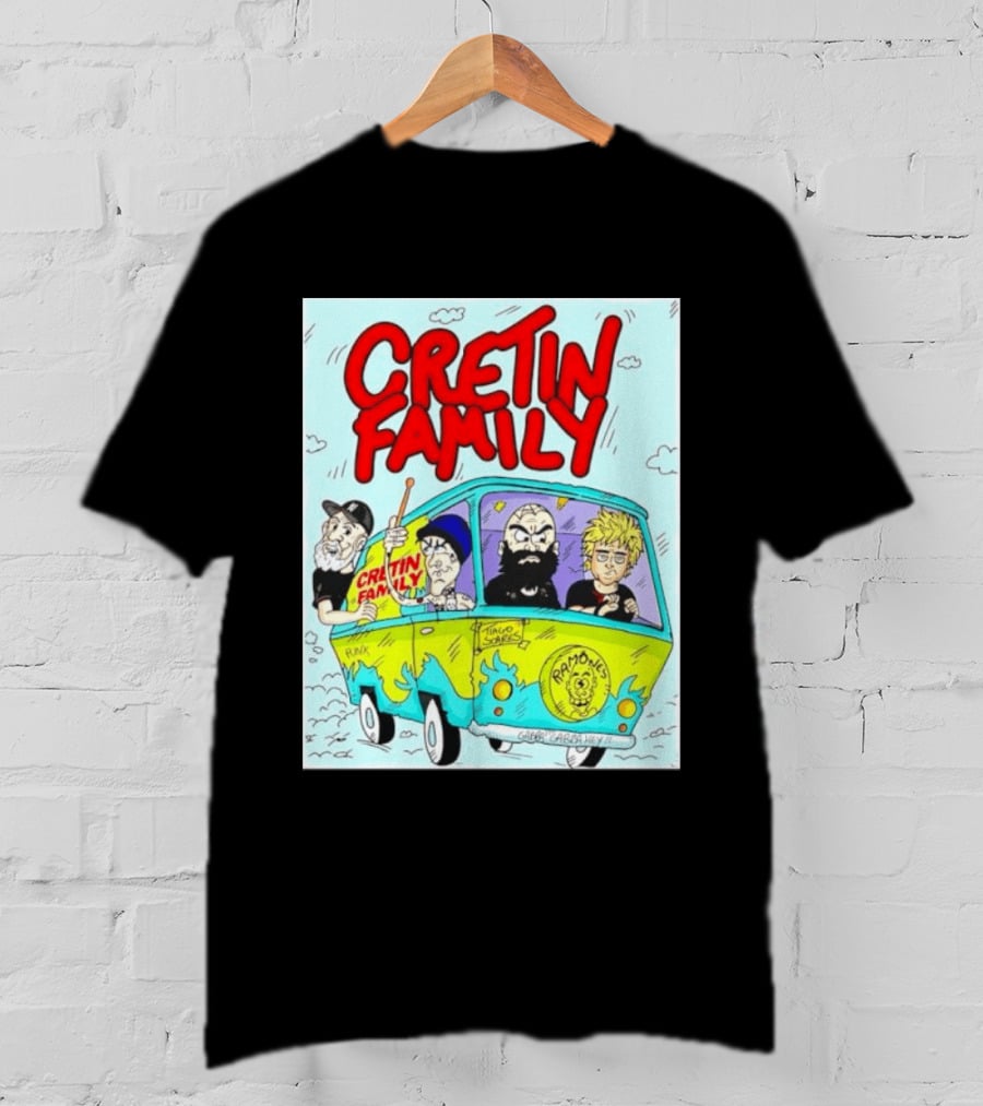 Cretin Family Punk Ramones Gabba Gabba Hey Van Cartoon T-Shirt