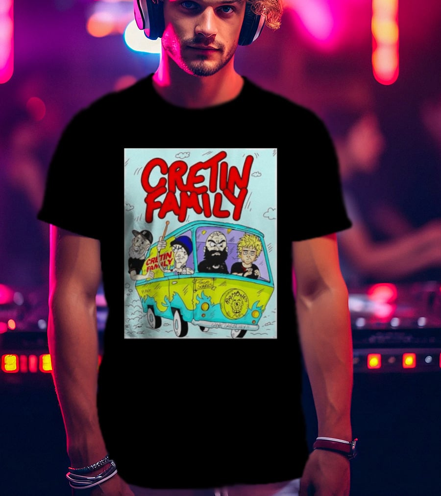 Cretin Family Punk Ramones Gabba Gabba Hey Van Cartoon T-Shirt