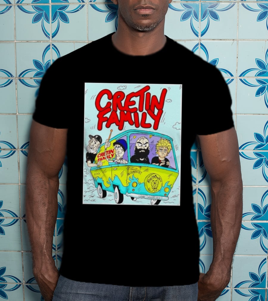 Cretin Family Punk Ramones Gabba Gabba Hey Van Cartoon T-Shirt
