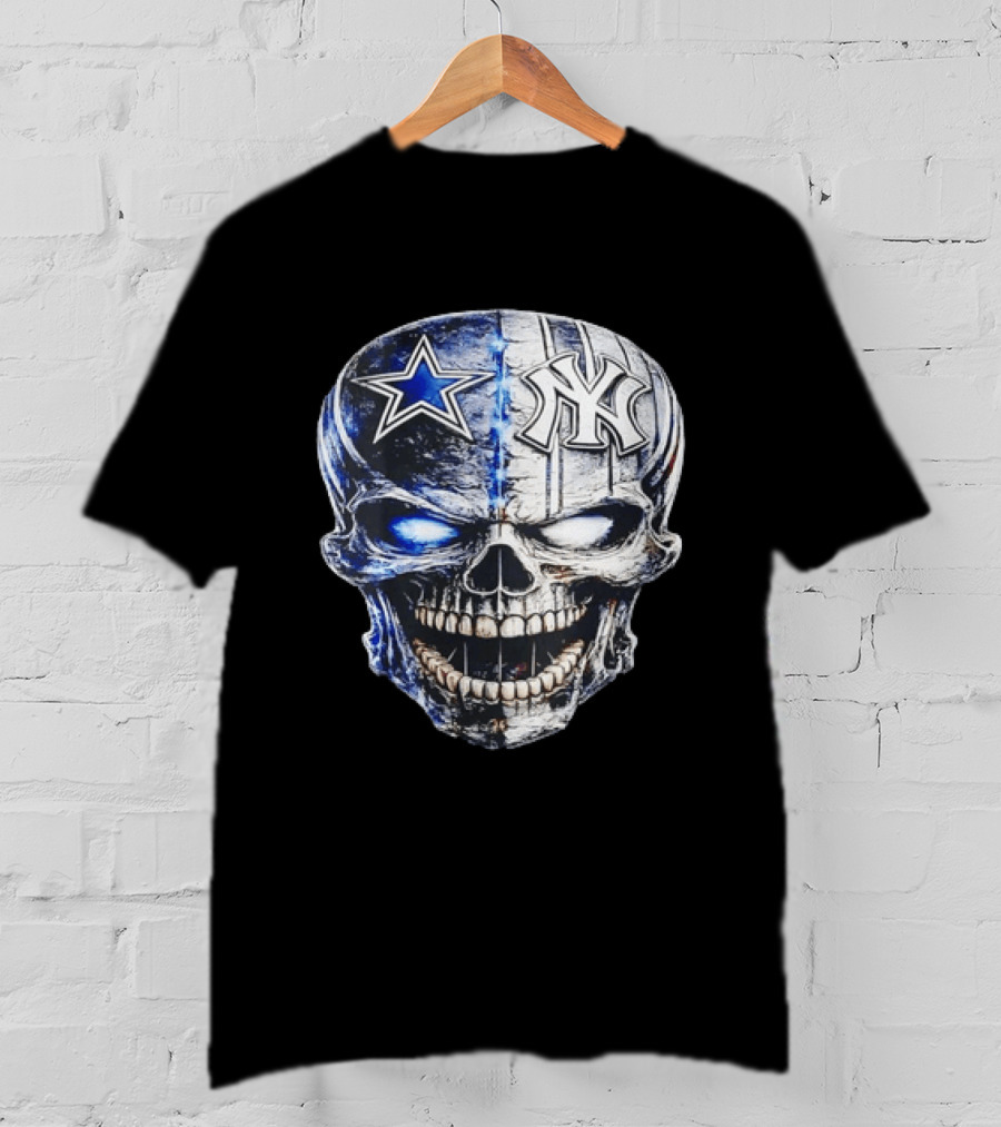 Dallas Cowboys Star New York Yankees Skull T-Shirt