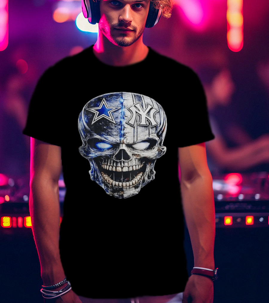 Dallas Cowboys Star New York Yankees Skull T-Shirt