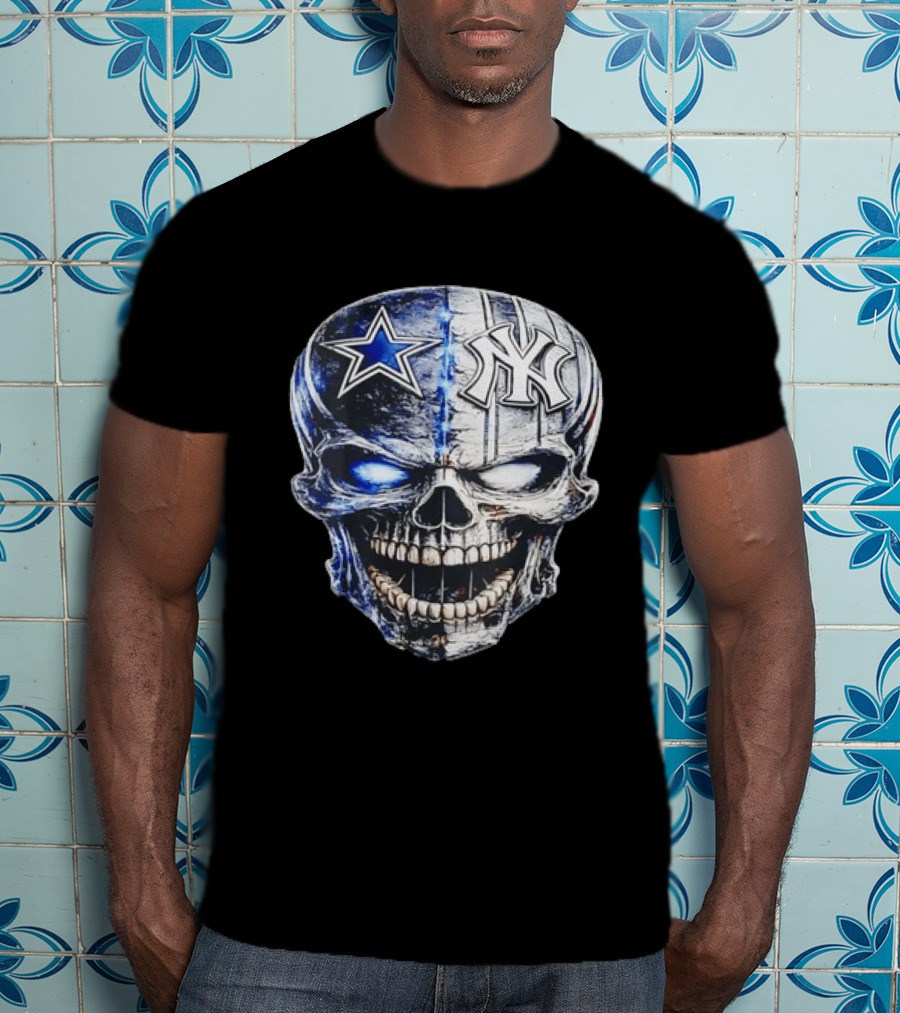 Dallas Cowboys Star New York Yankees Skull T-Shirt