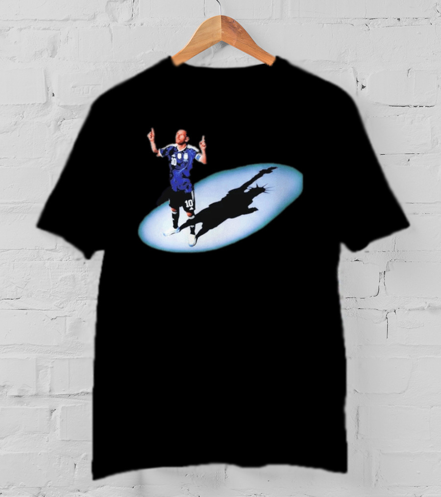 Lionel Messi Iconic Argentina Celebration With Liberty Shadow T-Shirt