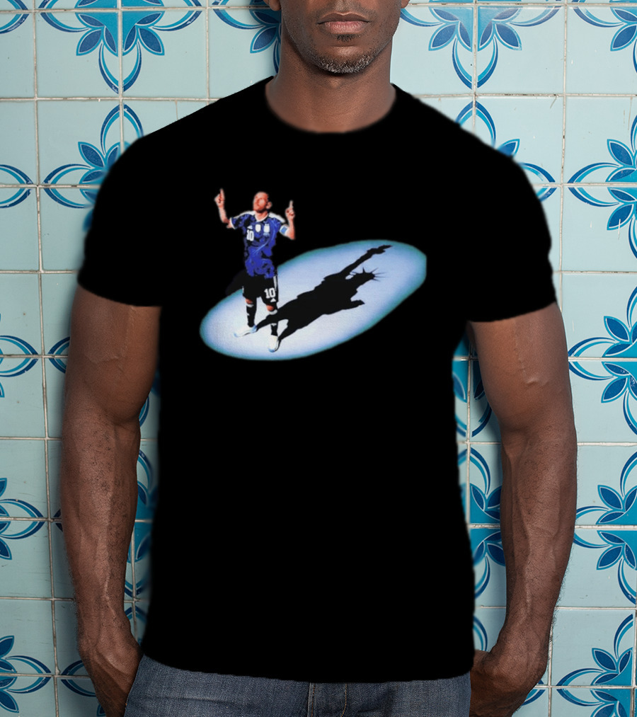 Lionel Messi Iconic Argentina Celebration With Liberty Shadow T-Shirt