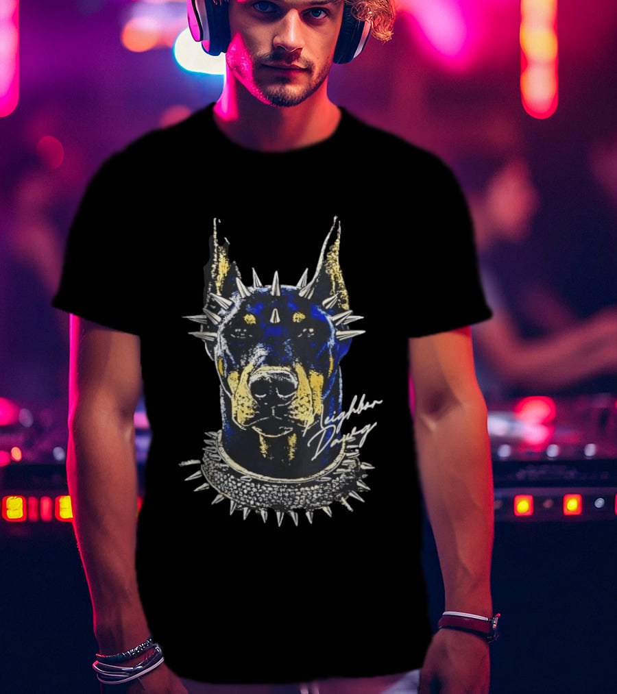 Neighbor Dawg Doberman Pinscher Spiked Collar T-Shirt