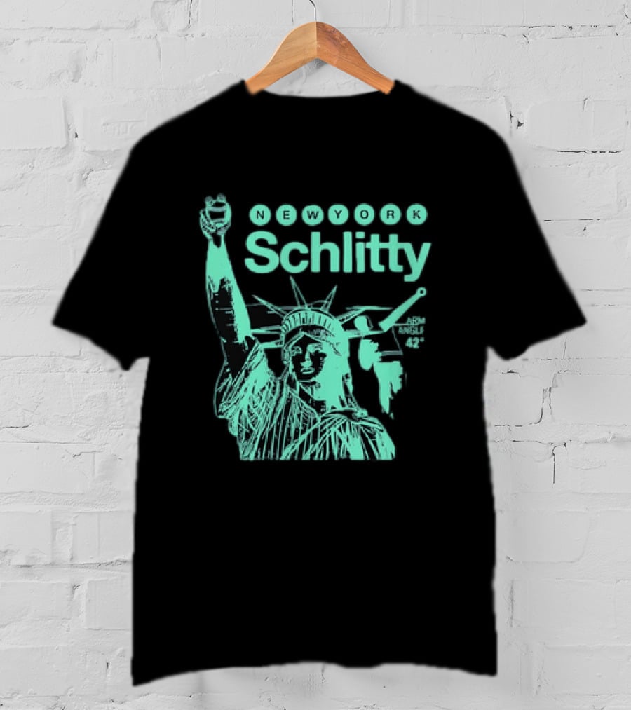 New York Schlitty Statue Liberty ARM Angle New York Baseball T-Shirt