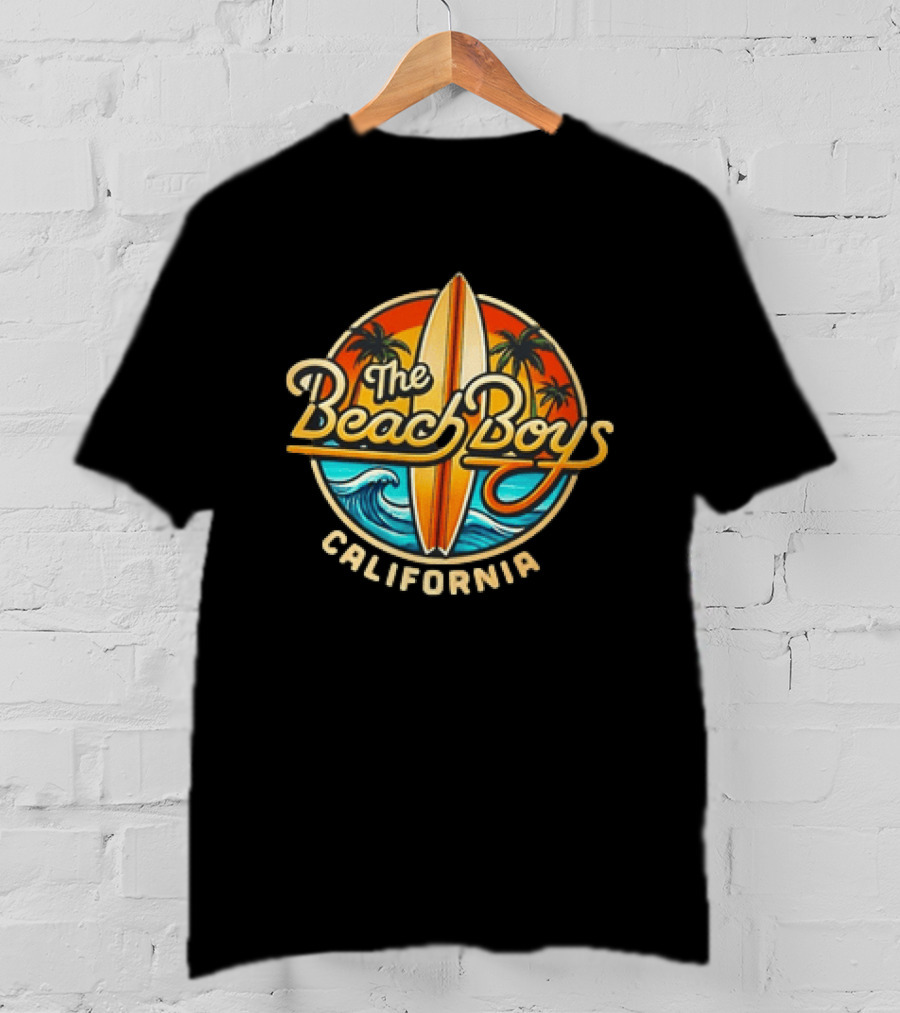 The Beach Boys California Surfboard Palm Trees Ocean Wave T-Shirt