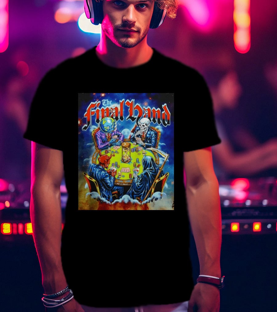 The Final Hand Poker Game Skeleton Grim Reaper Skull Players Atmosphere T-Shirt