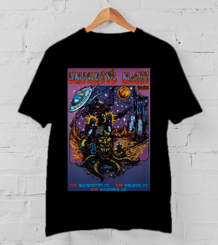 Umphrey's McGee 2026 Tour Wilmington NC July Alien Space Adventure T-Shirt
