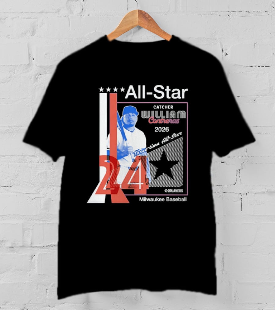 All Star Catcher William Contreras Milwaukee Baseball 2026 24 Three Time T-Shirt