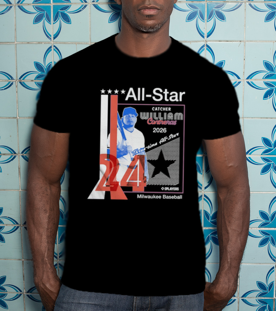 All Star Catcher William Contreras Milwaukee Baseball 2026 24 Three Time T-Shirt