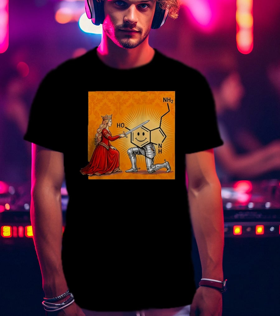 Sir Otonin Serotonin Molecule Knight Queen Chemistry T-Shirt