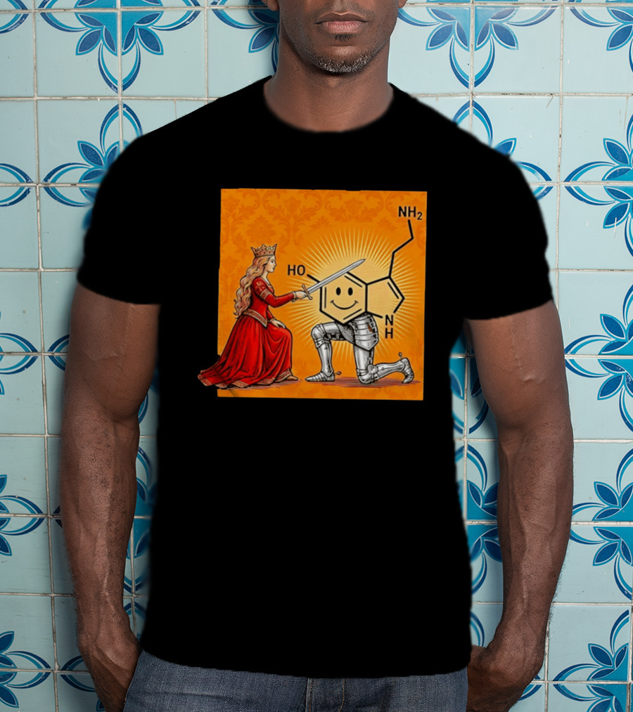 Sir Otonin Serotonin Molecule Knight Queen Chemistry T-Shirt