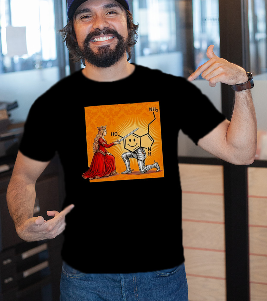 Sir Otonin Serotonin Molecule Knight Queen Chemistry T-Shirt