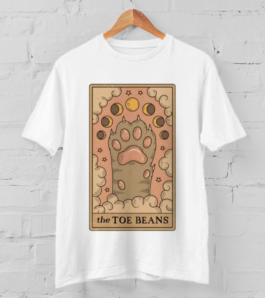 Cat Paw Toe Beans Tarot Moon Phases Card T-Shirt