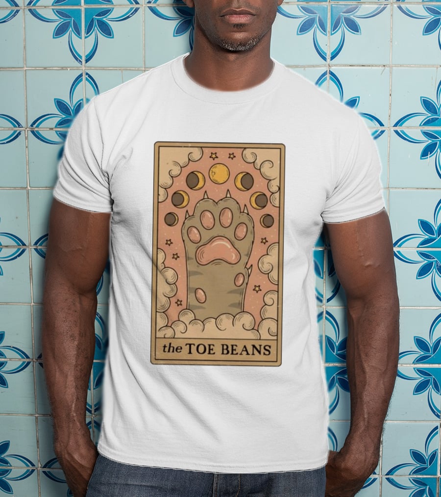 Cat Paw Toe Beans Tarot Moon Phases Card T-Shirt