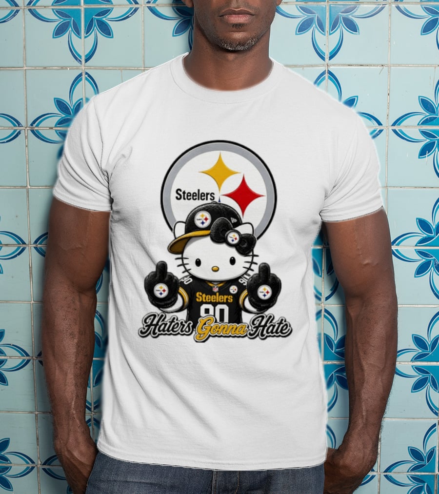 Hello Kitty Steelers Middle Finger Haters Gonna Hate T-Shirt