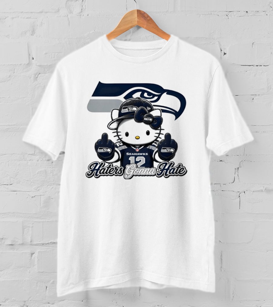 Hello Kitty Seattle Seahawks Haters Gonna Hate Middle Finger 12 T-Shirt
