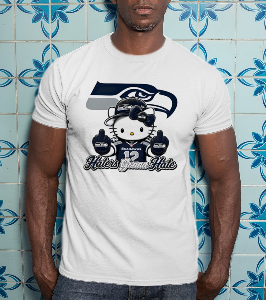 Hello Kitty Seattle Seahawks Haters Gonna Hate Middle Finger 12 T-Shirt