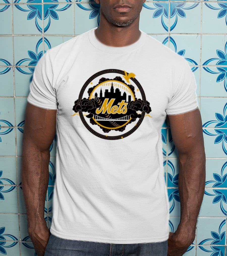 New York Mets MLB Skyline Baseball Bridge T-Shirt