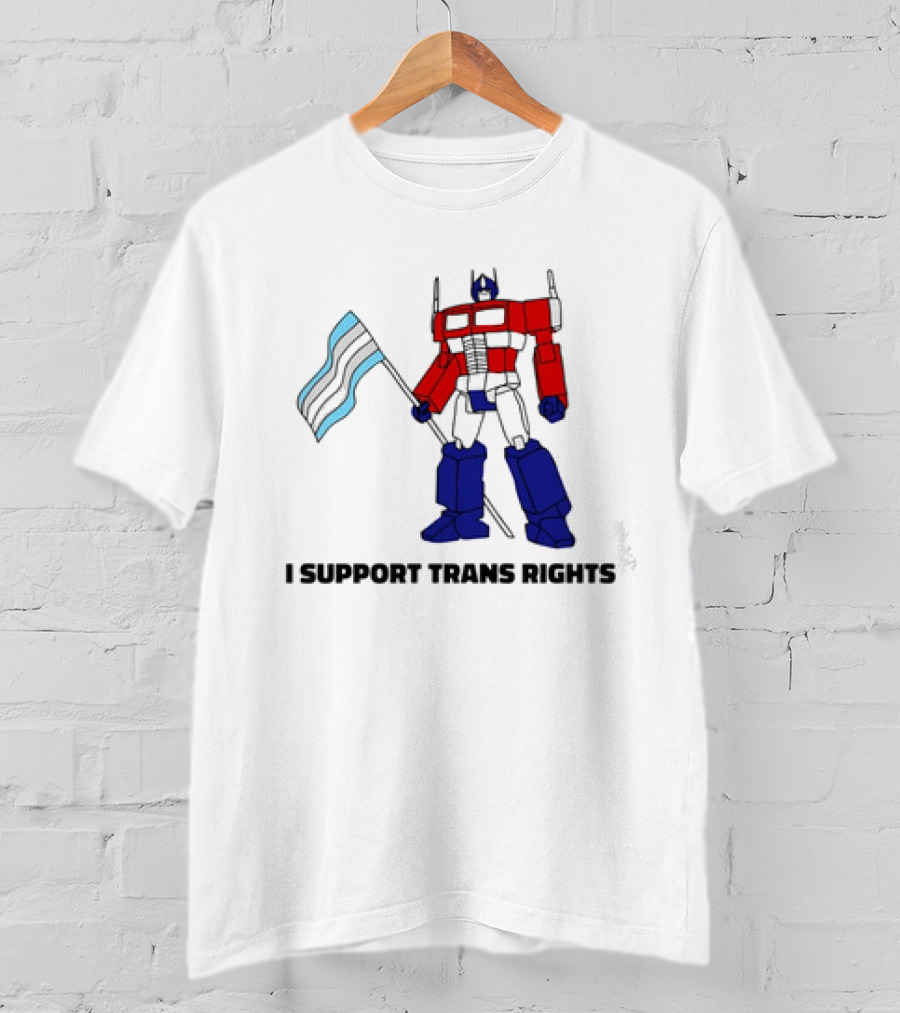 I Support Trans Rights Robot With Flag T-Shirt