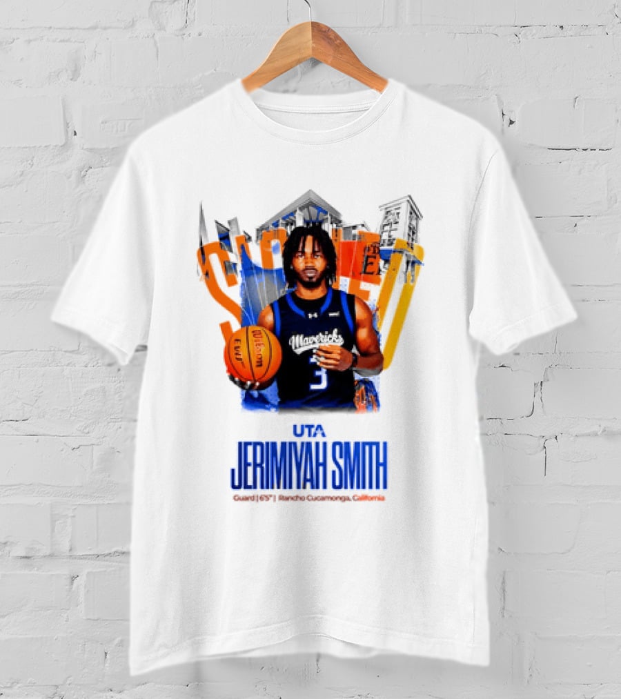 UTA Mavericks Jerimiyah Smith No 3 Basketball Player T-Shirt
