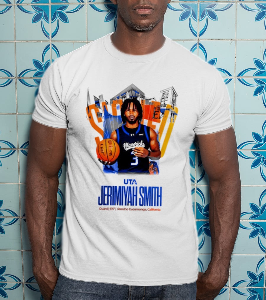 UTA Mavericks Jerimiyah Smith No 3 Basketball Player T-Shirt