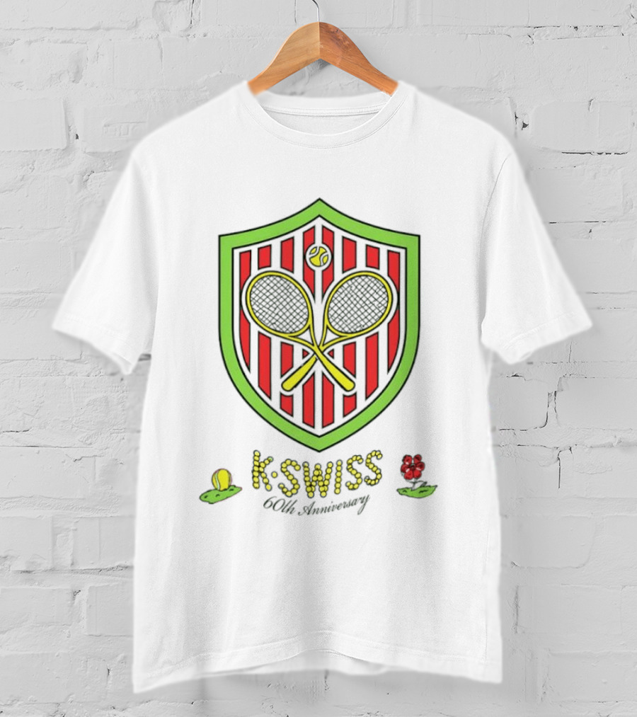 K Swiss 60th Anniversary Tennis Racquets Shield Retro Sports T-Shirt