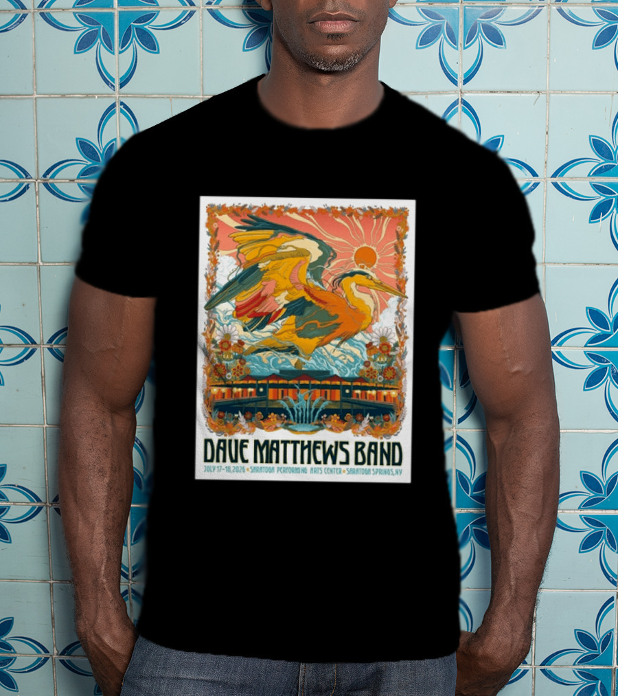 Dave Matthews Band July 17 18 2026 Saratoga Performing Arts Center Heron Art Saratoga Springs NY T-Shirt