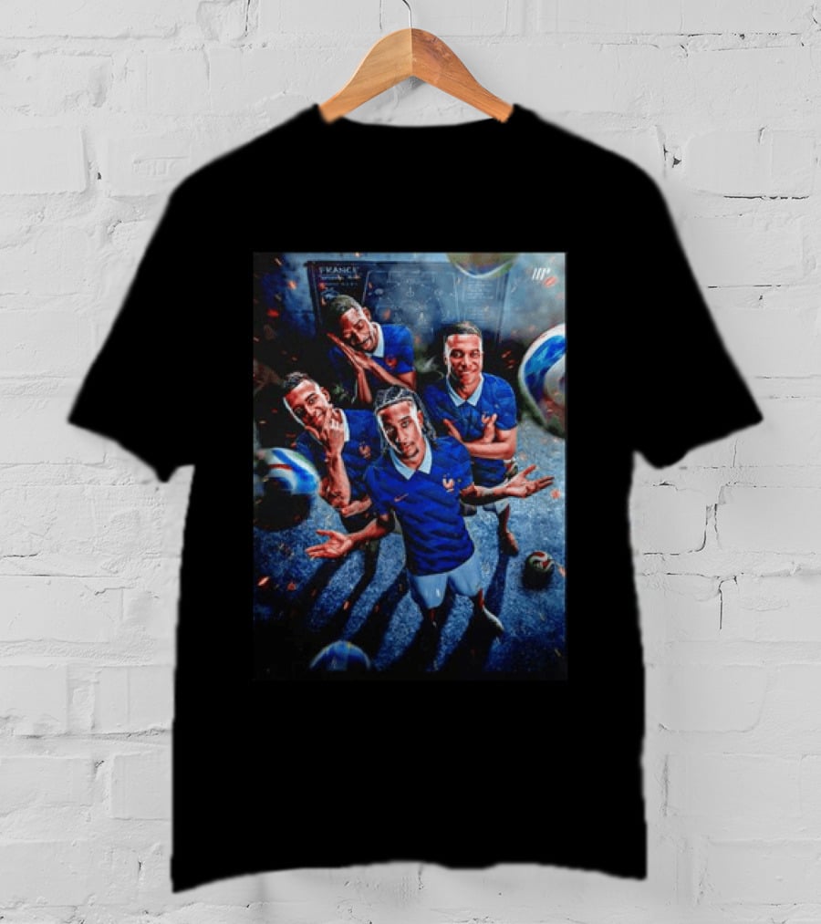 France National Team Players Collage Blue Jerseys Football Stars T-Shirt