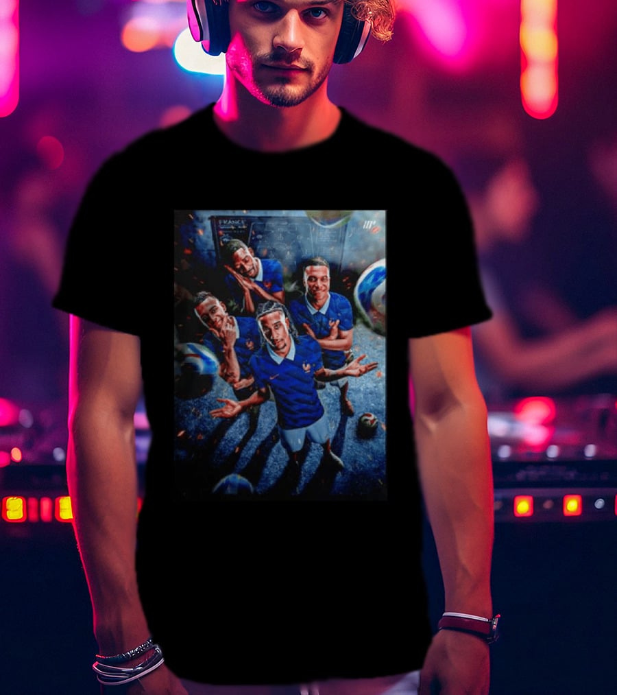 France National Team Players Collage Blue Jerseys Football Stars T-Shirt