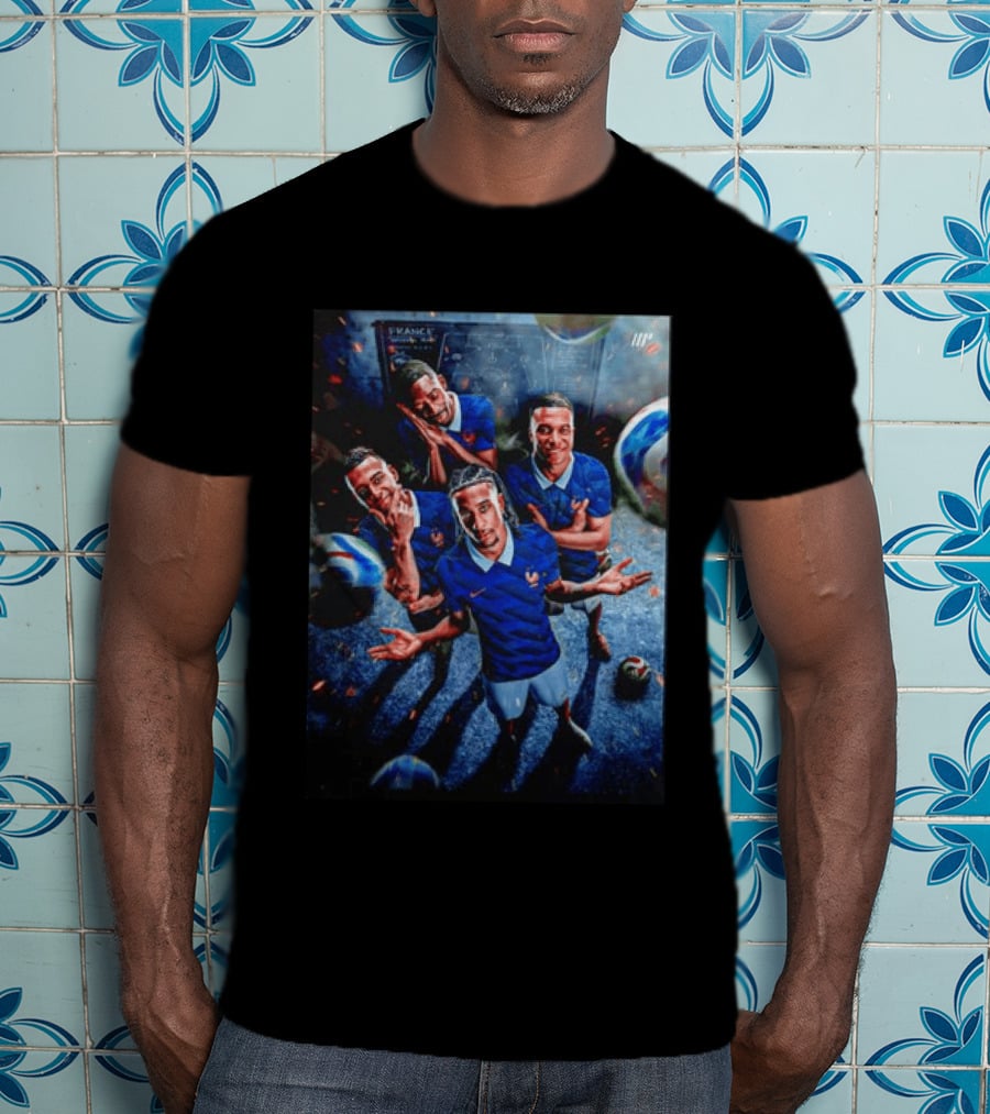 France National Team Players Collage Blue Jerseys Football Stars T-Shirt