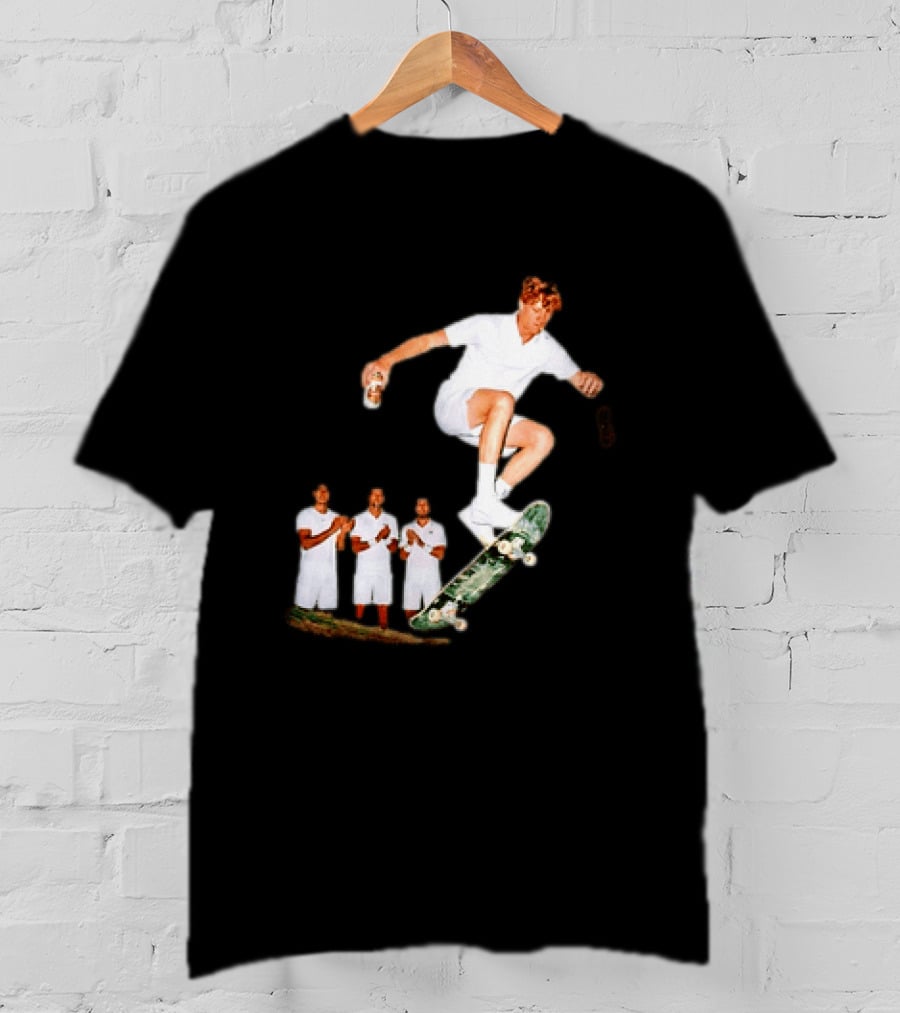Jannik Sinner Skateboarding Wimbledon Men's Singles Italy 2026 Tennis Champion Jump T-Shirt