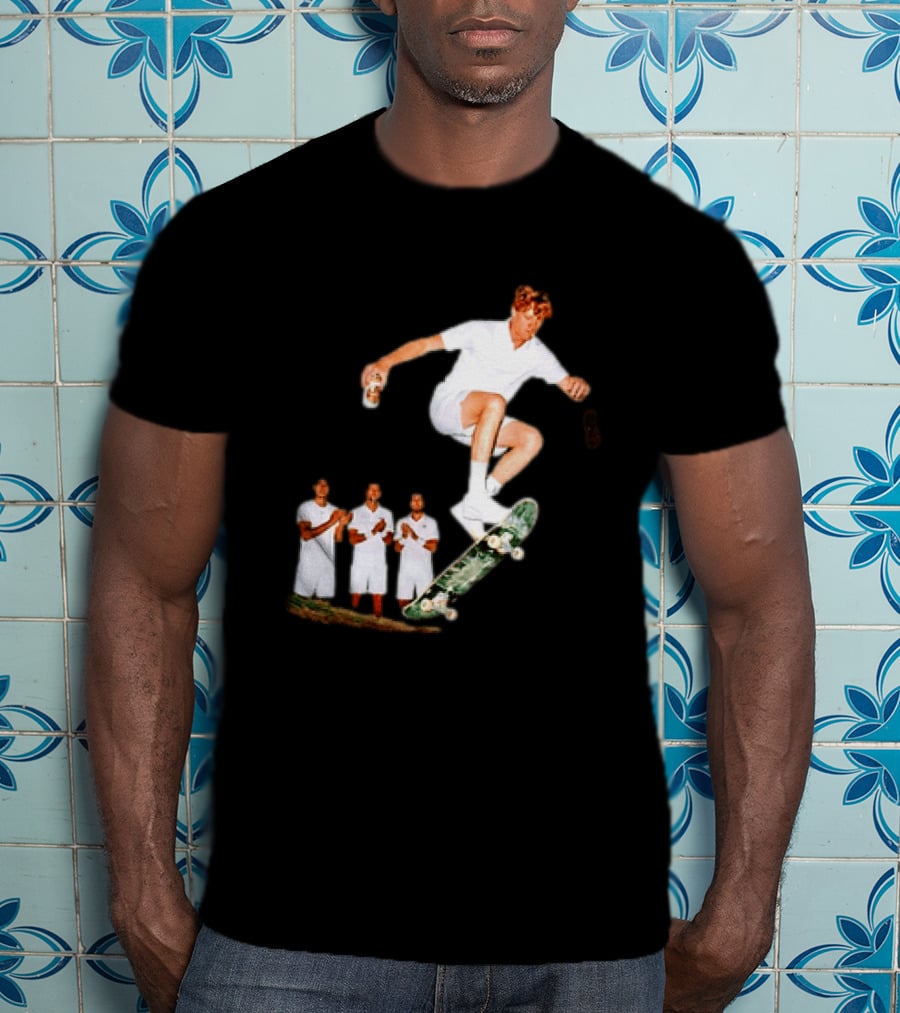 Jannik Sinner Skateboarding Wimbledon Men's Singles Italy 2026 Tennis Champion Jump T-Shirt