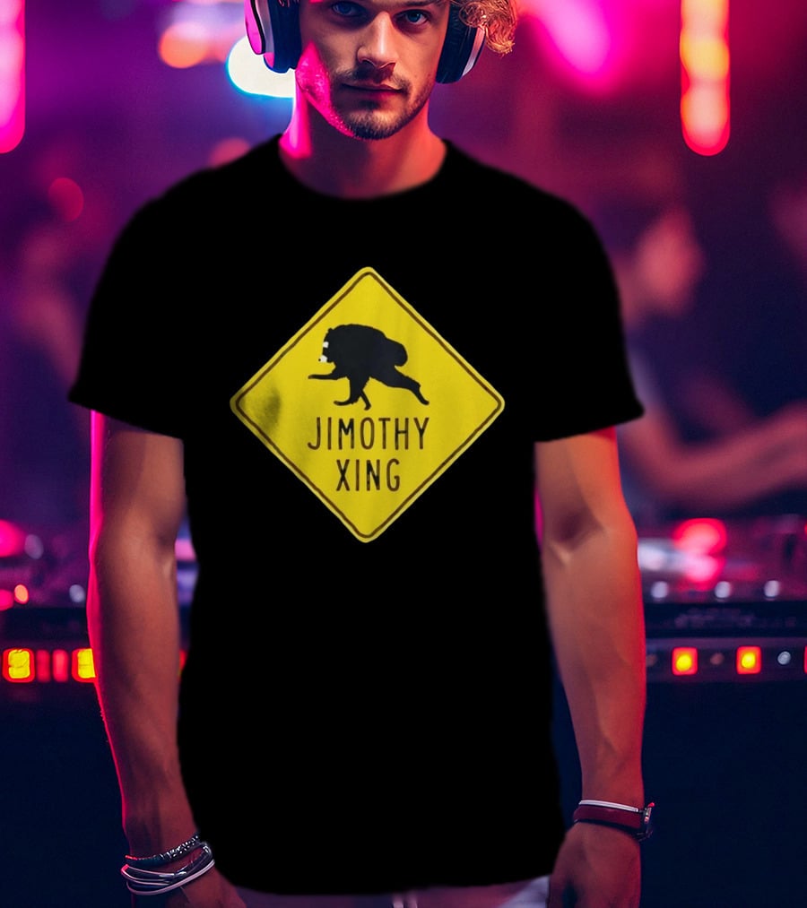 Jimothy Xing Raccoon Sign Crossing T-Shirt