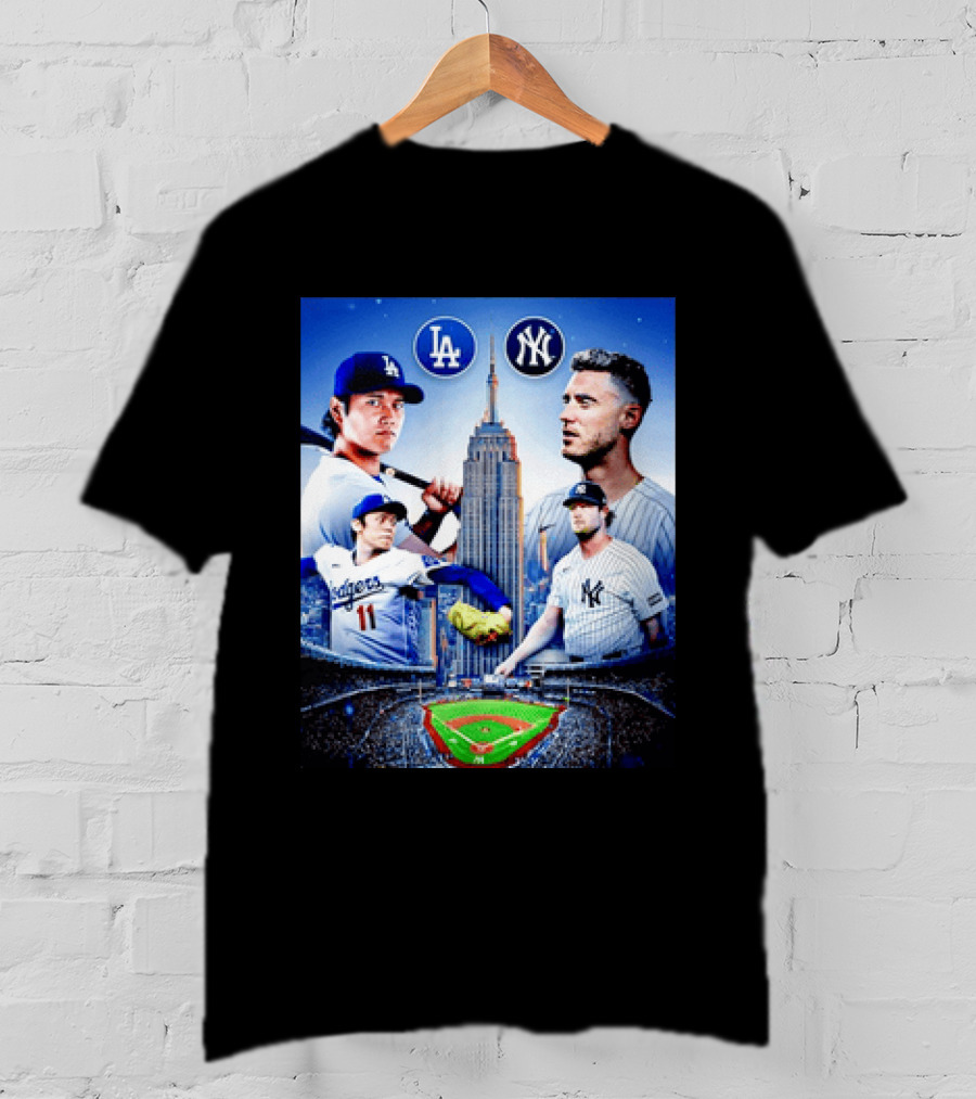Los Angeles Dodgers Vs New York Yankees Shohei Ohtani Yoshinobu Yamamoto Baseball City Skyline T-Shirt