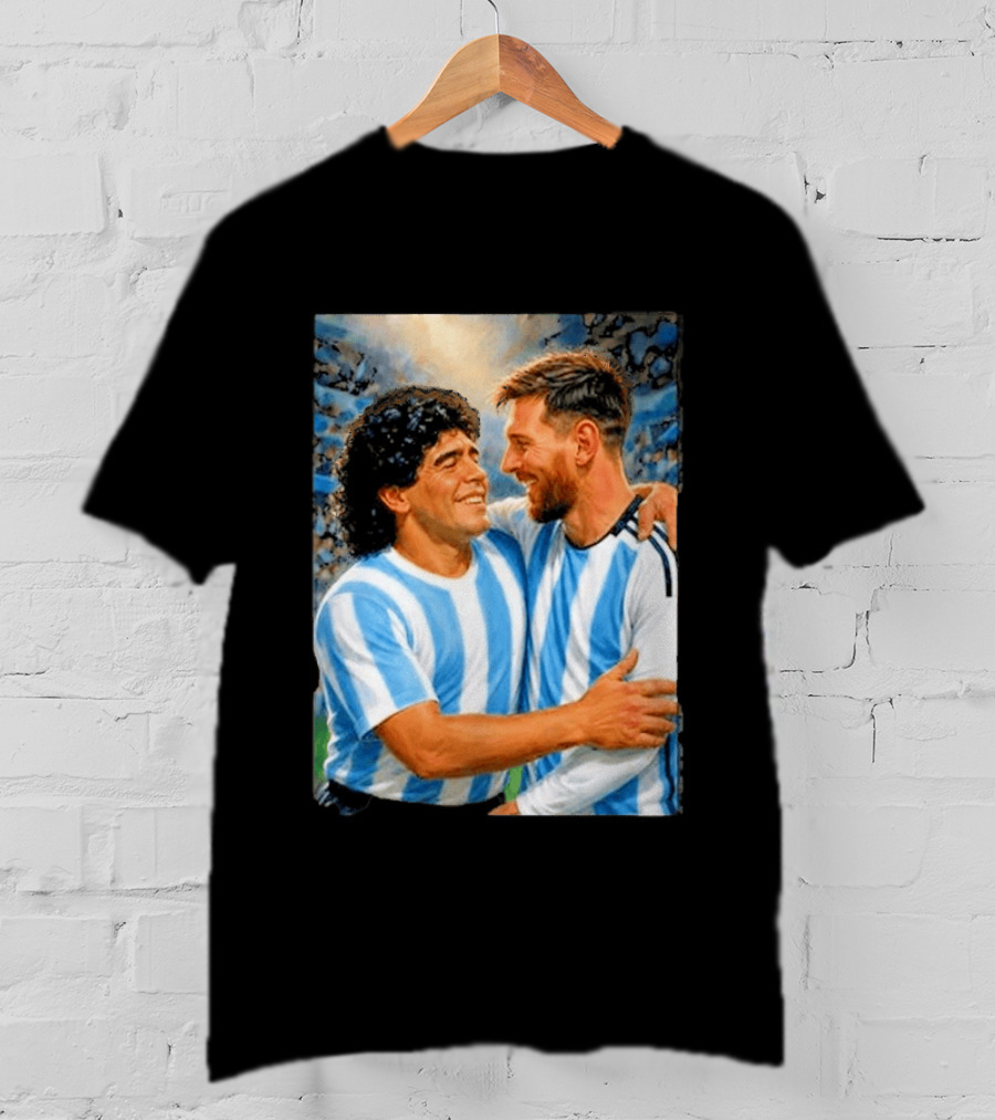 Lionel Messi Maradona Argentina Football Legends Digital T-Shirt