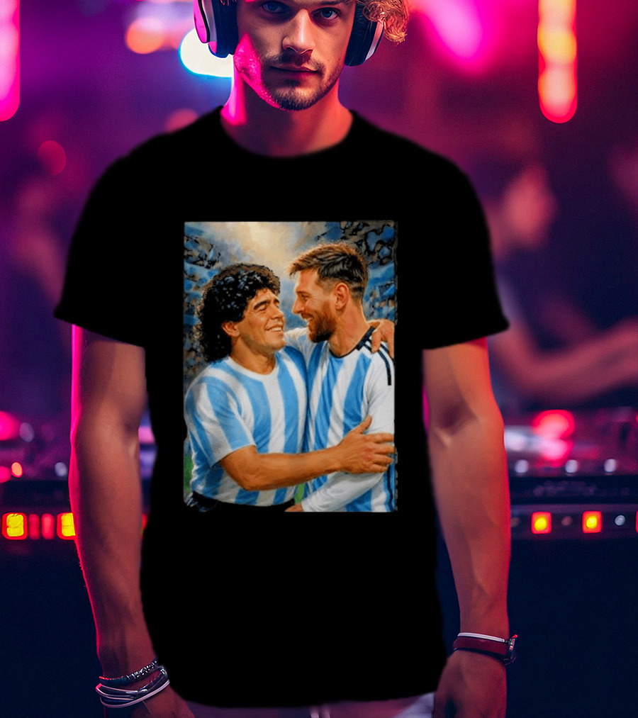 Lionel Messi Maradona Argentina Football Legends Digital T-Shirt