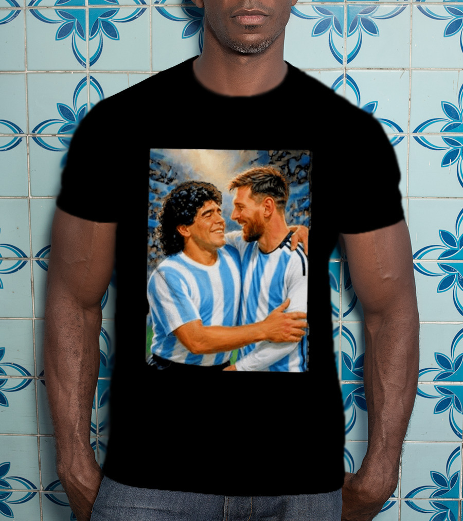 Lionel Messi Maradona Argentina Football Legends Digital T-Shirt