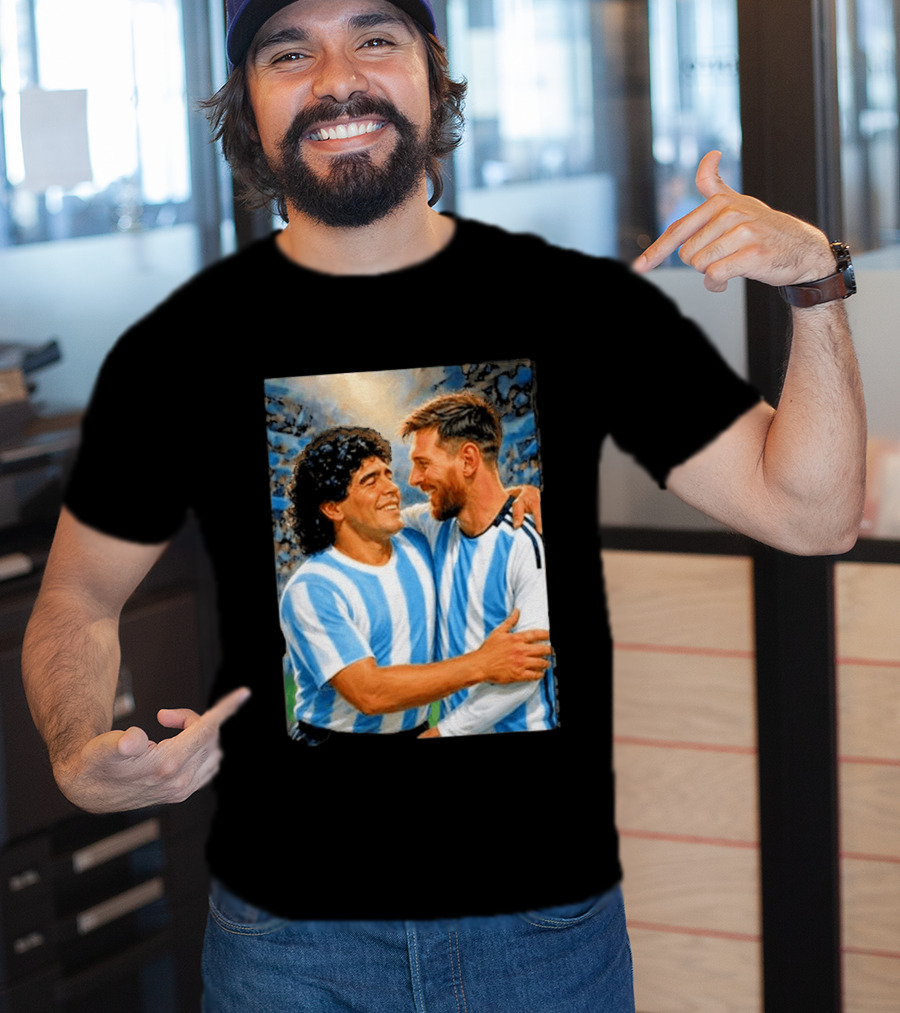 Lionel Messi Maradona Argentina Football Legends Digital T-Shirt