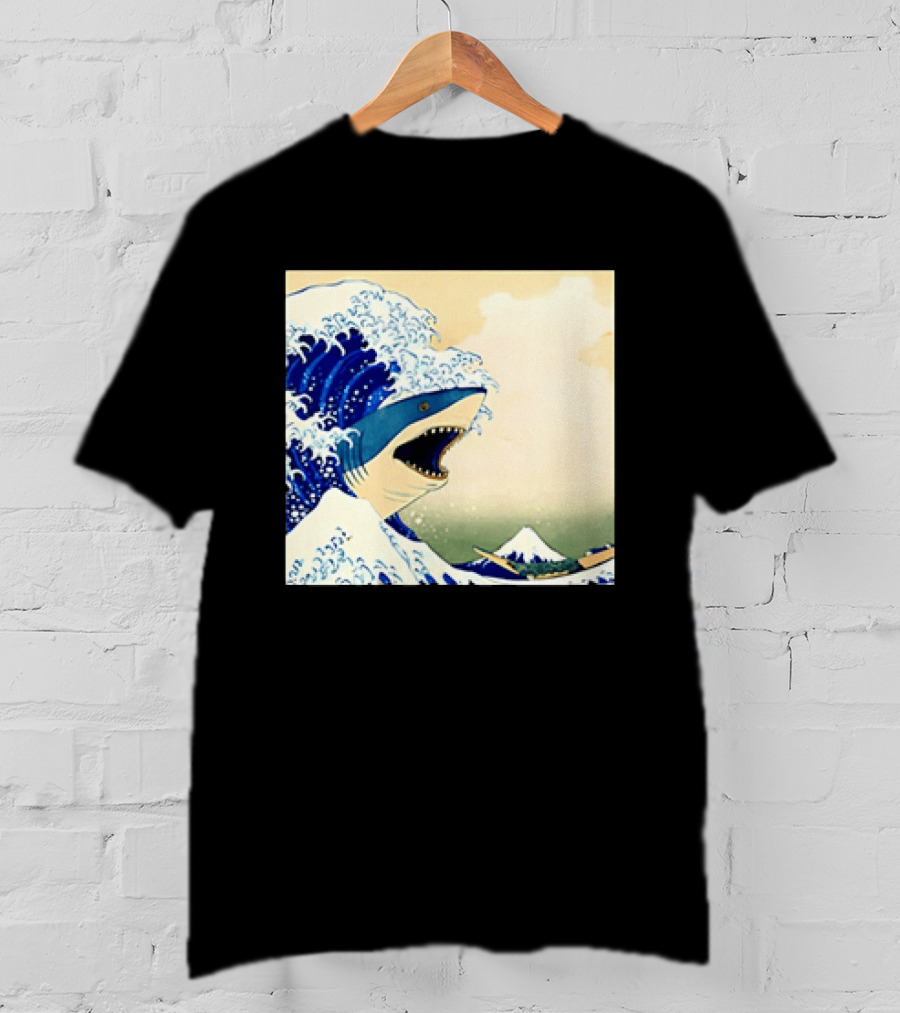 The Great Wave Off Kanagawa Sharks Fusion Art Japan Ukiyo E T-Shirt