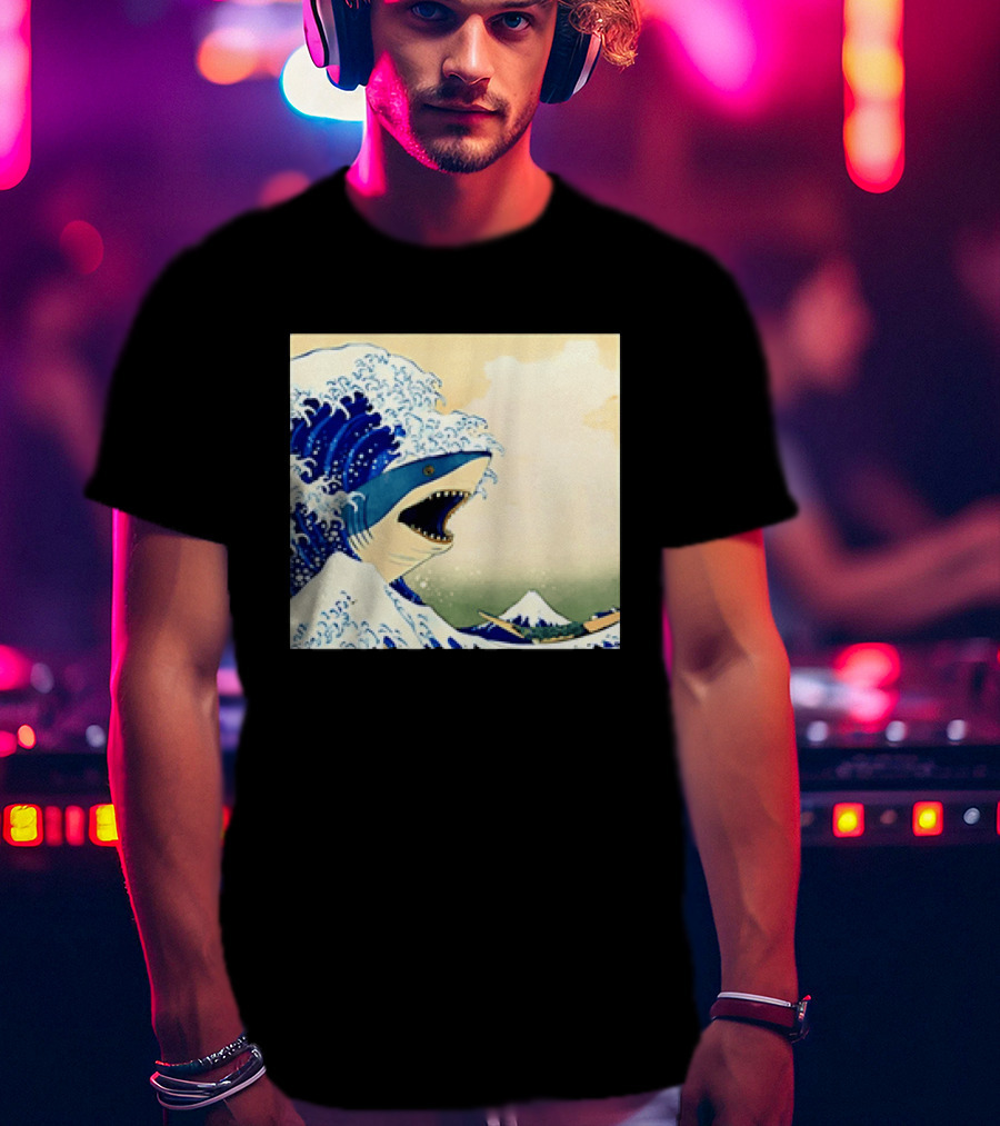 The Great Wave Off Kanagawa Sharks Fusion Art Japan Ukiyo E T-Shirt
