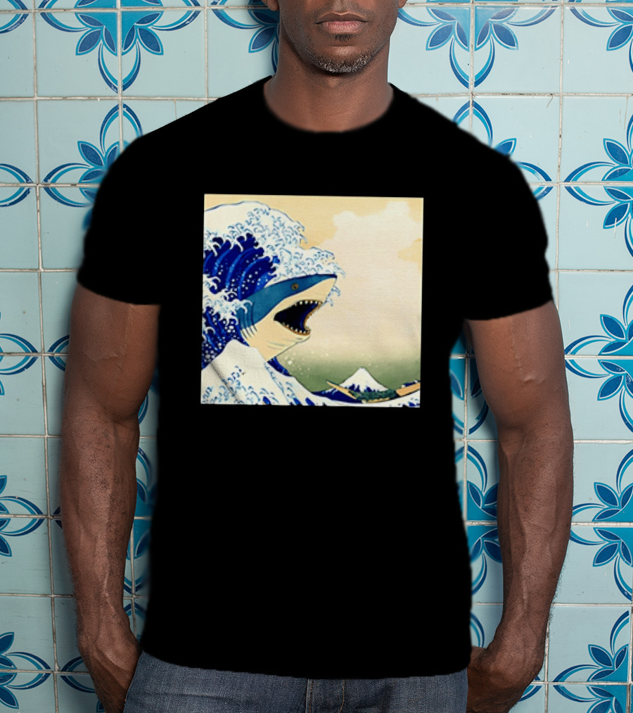 The Great Wave Off Kanagawa Sharks Fusion Art Japan Ukiyo E T-Shirt