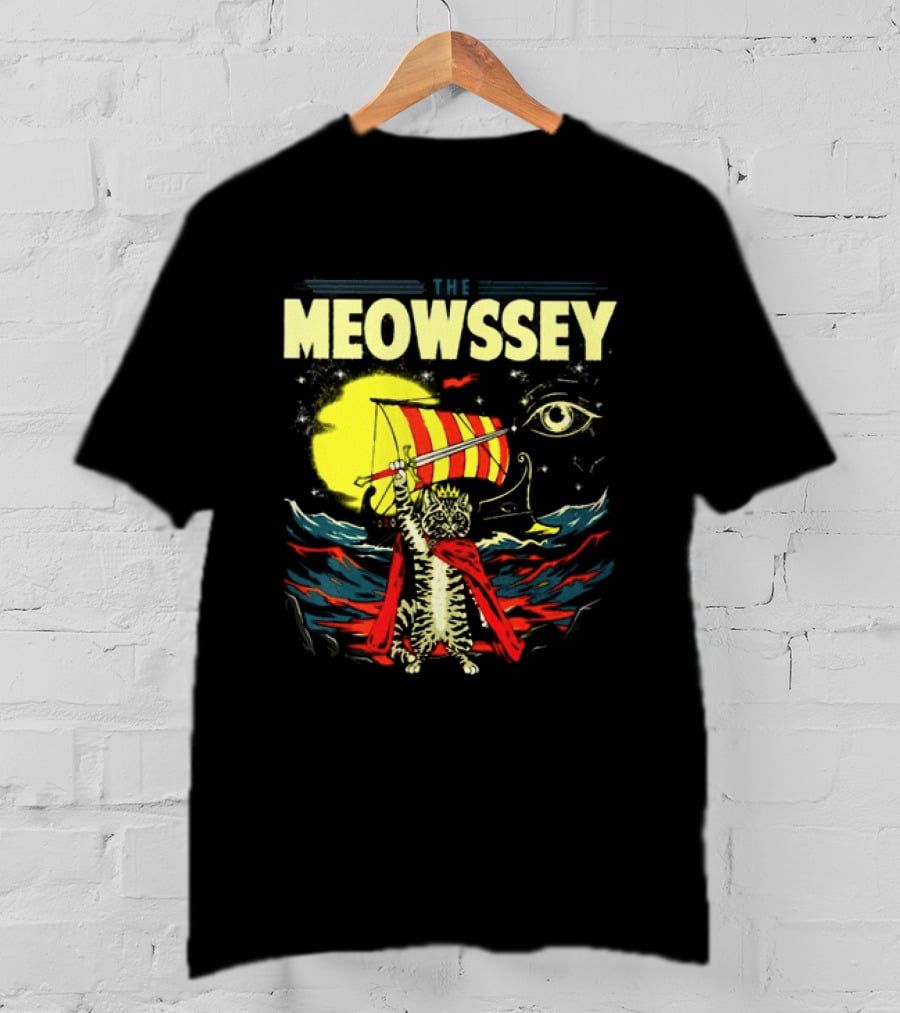 The Meowssey Vintage Odyssey Cat With Eye And Stripes T-Shirt